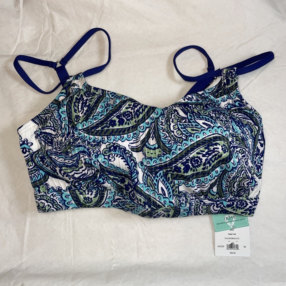 SUNSETS Cape Cod Sweetheart Bikini Swim Top, US 34DD, Bra Insert NWT - Picture 2 of 8